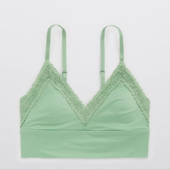 💚AERIE SUNNIE BLOSSOM LACE PADDED TRIANGLE BRALETTE SIZE M - Picture 4 of 8